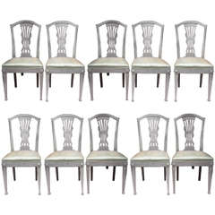 Set of Ten Art Nouveau Swedish Painted Dining Chairs