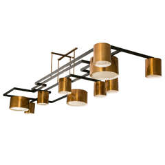 Large Modernist Copper Chandelier