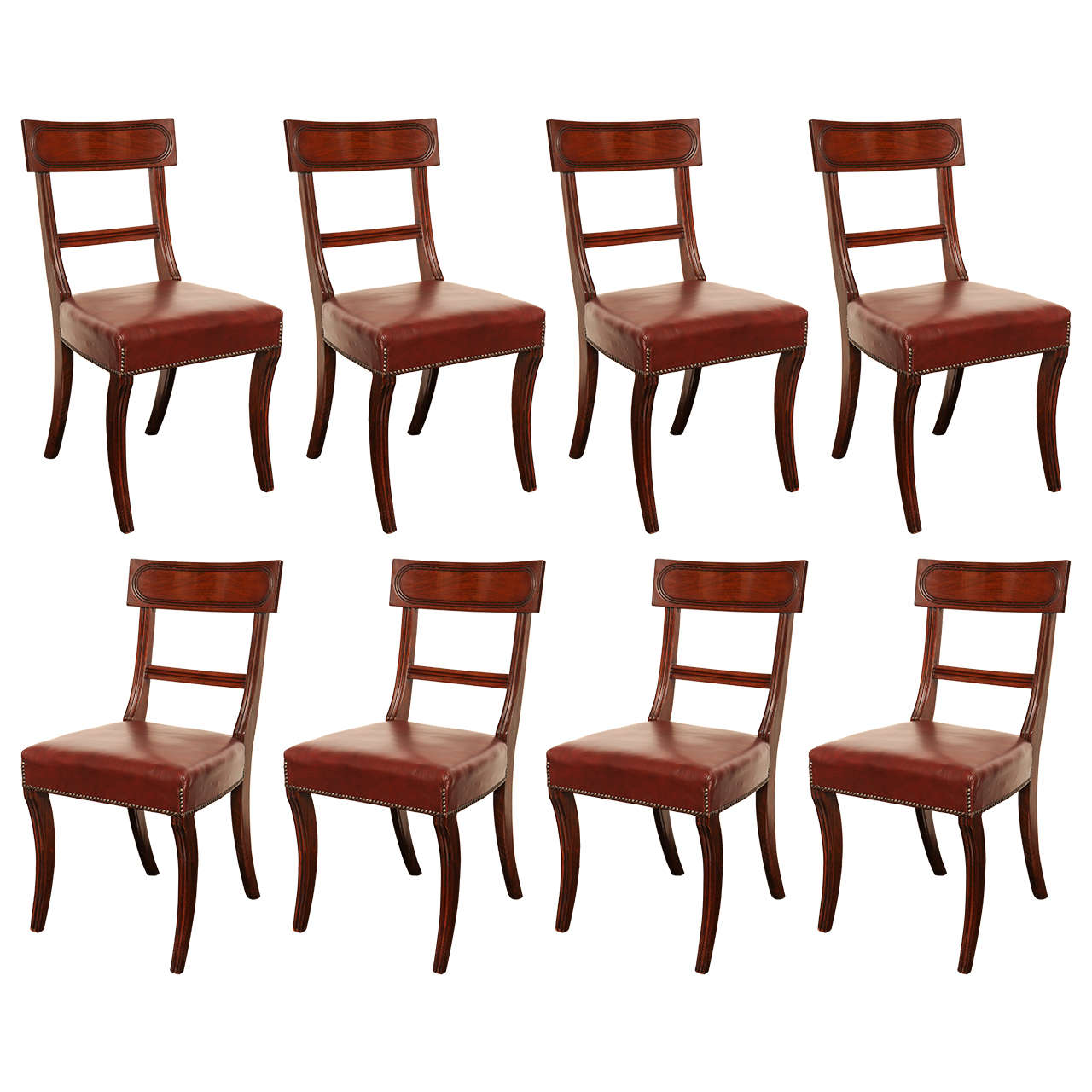 Set of Eight 19th Century English Neoclassical Dining Chairs