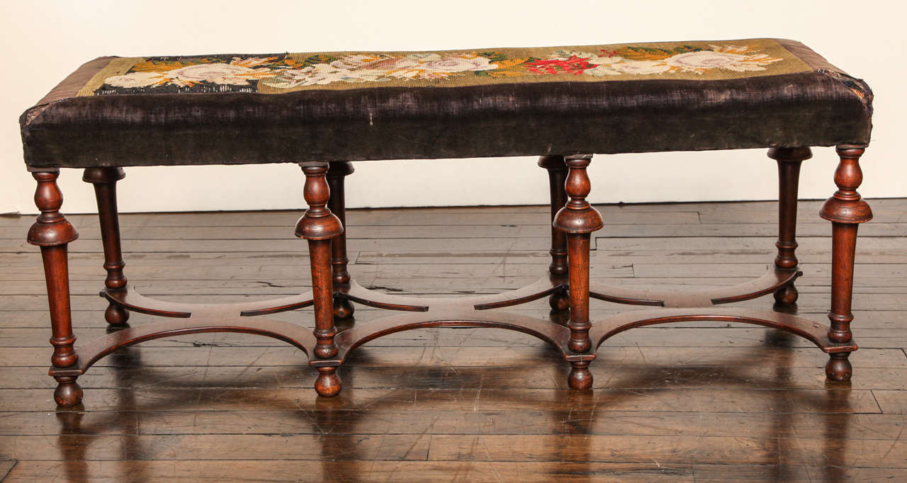 Late 19th century English, mahogany bench.