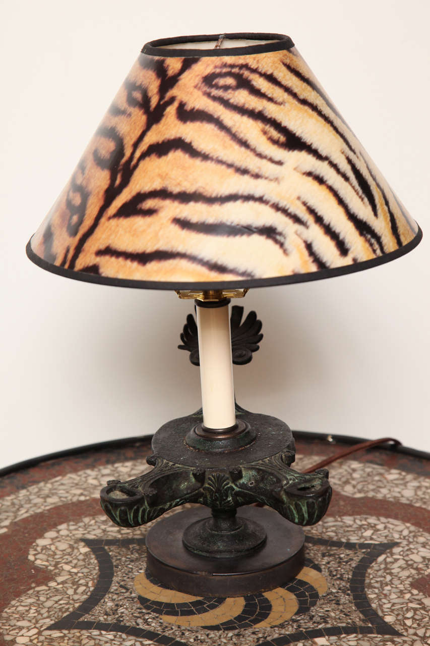 19th Century Bronze Oil Lamp Converted to Electric