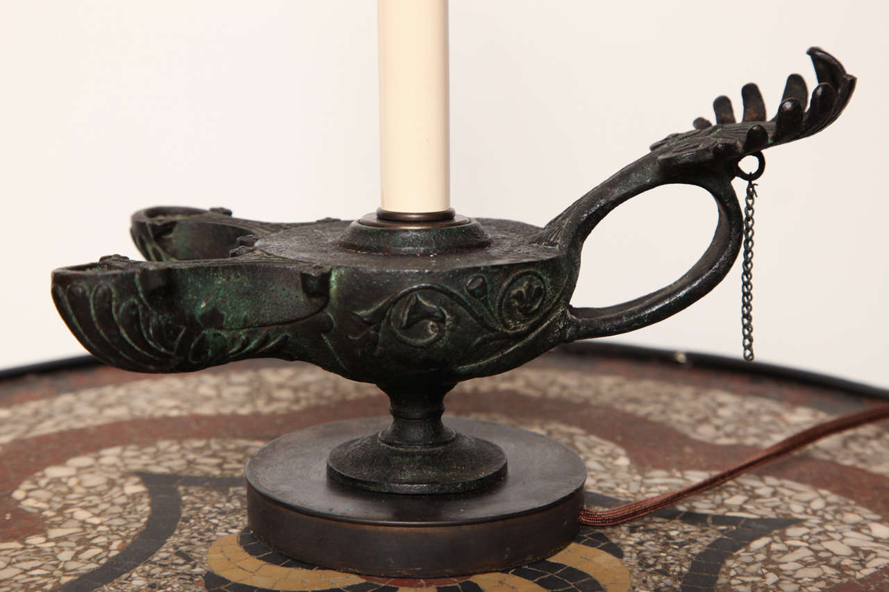 Italian 19th Century Roman Style Bronze Lamp Converted to Electric For Sale
