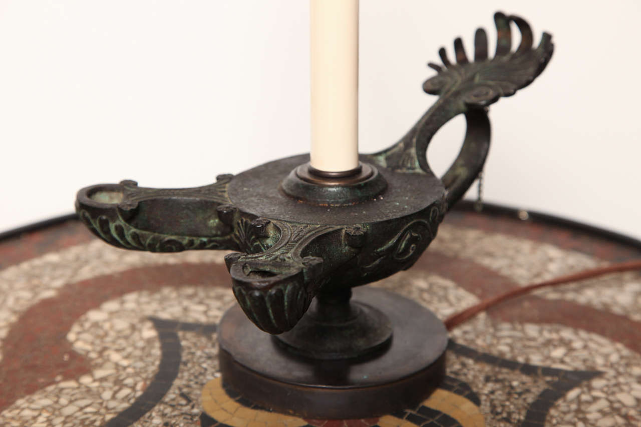 19th Century Roman Style Bronze Lamp Converted to Electric In Good Condition For Sale In New York, NY