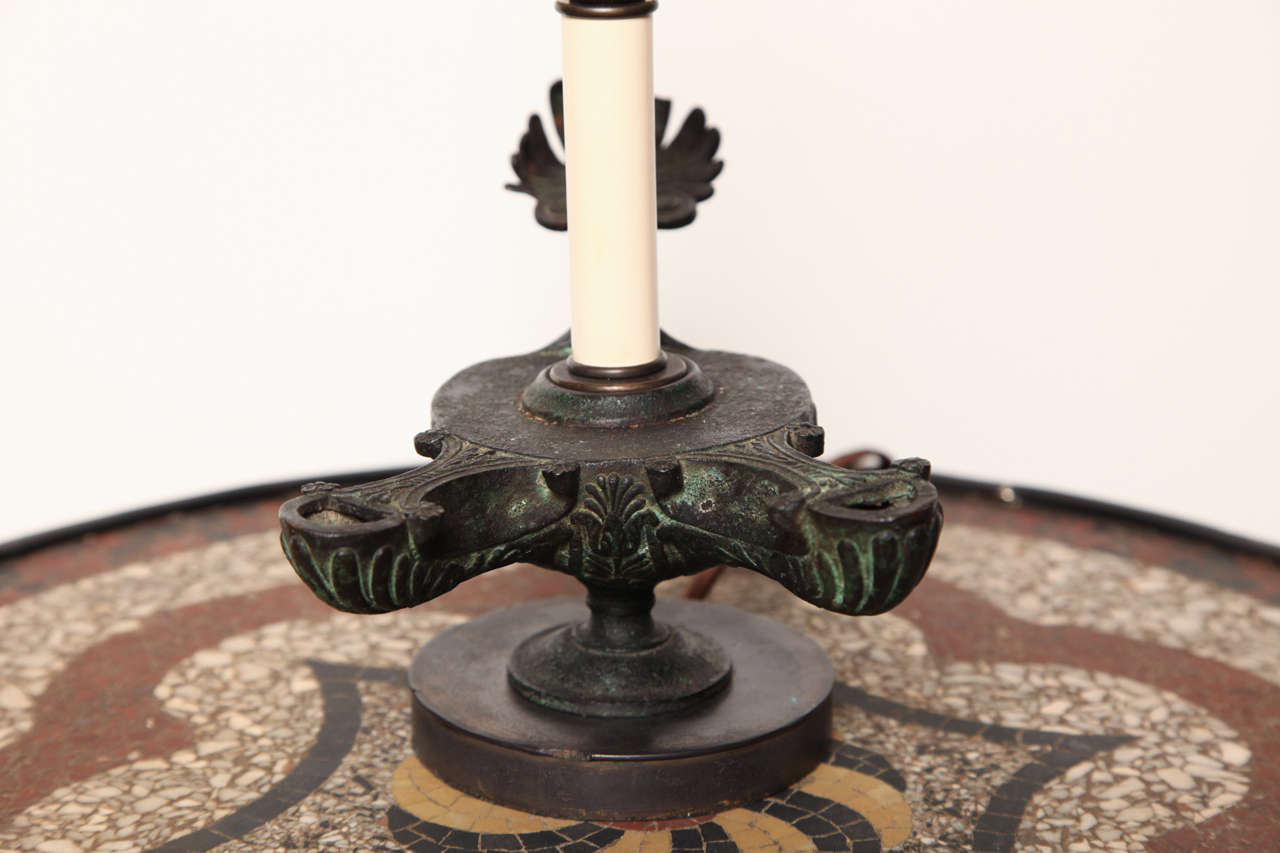 19th Century Roman Style Bronze Lamp Converted to Electric For Sale 1