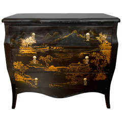 1920 English Black Lacca Chest of Drawers
