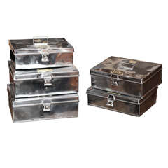 Antique 5 Flat Military Boxes