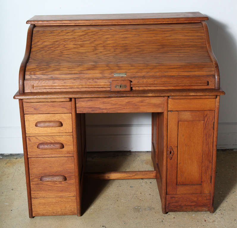 Victor Safe And Lock Oak Roll Top Desk For Sale At 1stdibs