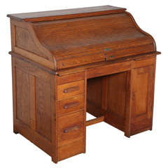 Victor Safe & Lock Oak Roll Top Desk