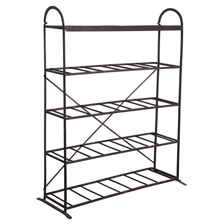 19th Century French and Riveted Iron Five Shelf Bread Rack For