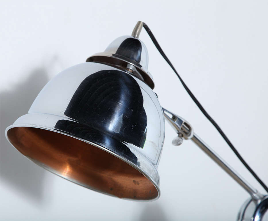 Club Health Adjustable Nickel Plate Floor Lamp with Copper Lined Shade