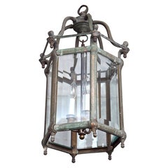 Antique English Regency-Style Bronze Center Hall Lantern