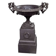 Rare Polished Cast Iron Statement Urn on Plinth 4