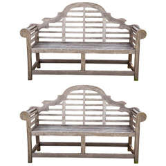 Used Pair of Teak Lutyens Benches