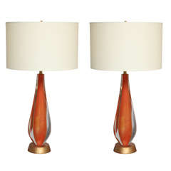 A Pair Of Murano  Glass Lamps
