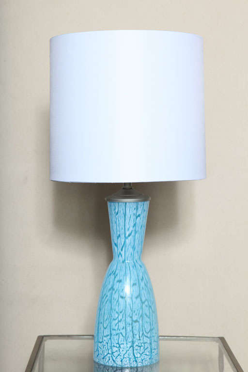 Italian Pair of  Turquiose Murano Glass Lamps