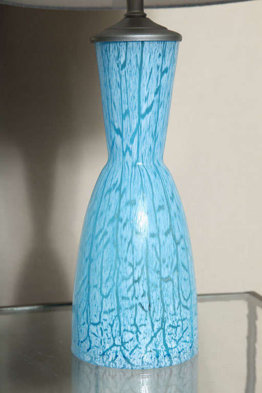 Mid-20th Century Pair of  Turquiose Murano Glass Lamps