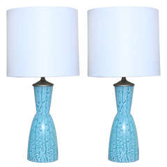 Pair of  Turquiose Murano Glass Lamps