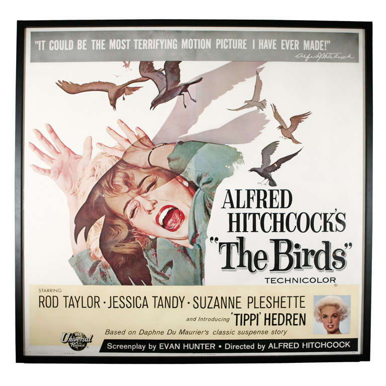 Large Original Six Sheet Poster of THE BIRDS in Custom Frame