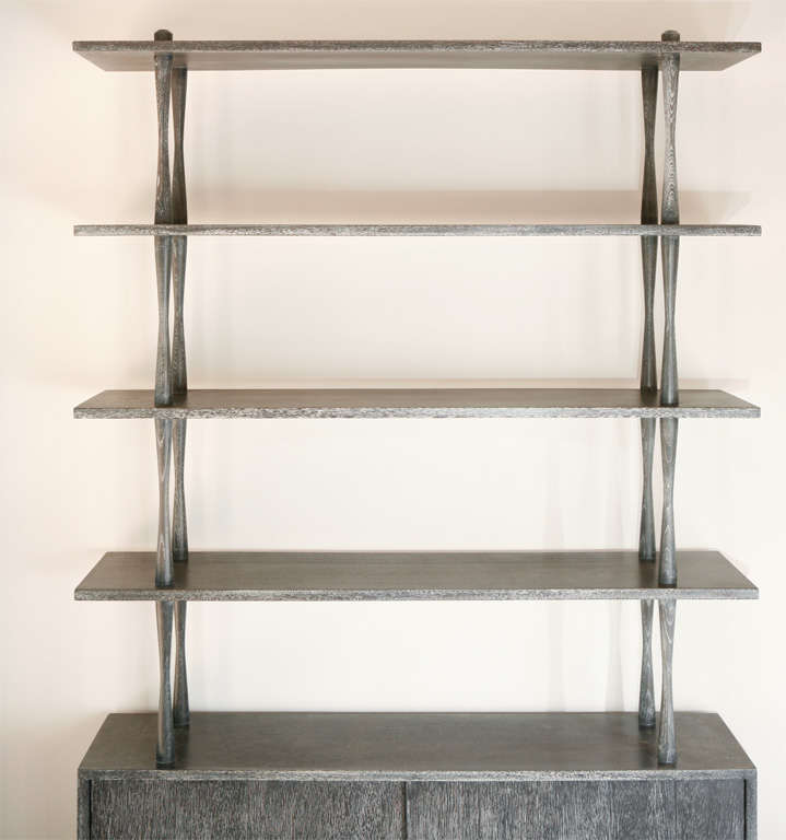 Mid-20th Century Modernist Bookcase in Cerused Finish
