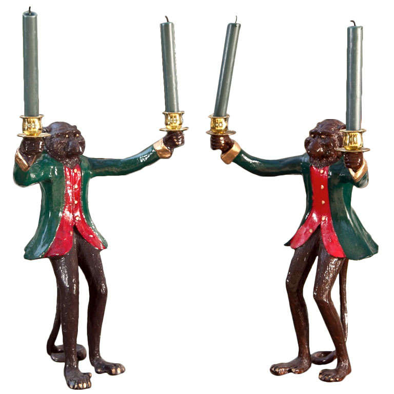 Reproduction  Louis Xv  Candlesticks- Monkey Style For Sale
