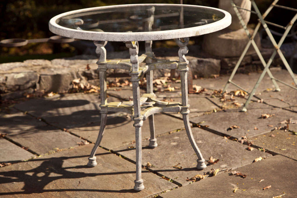 American Cast  Metal  Table And  Two Chairs For Sale