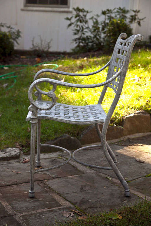 Cast  Metal  Table And  Two Chairs For Sale 3