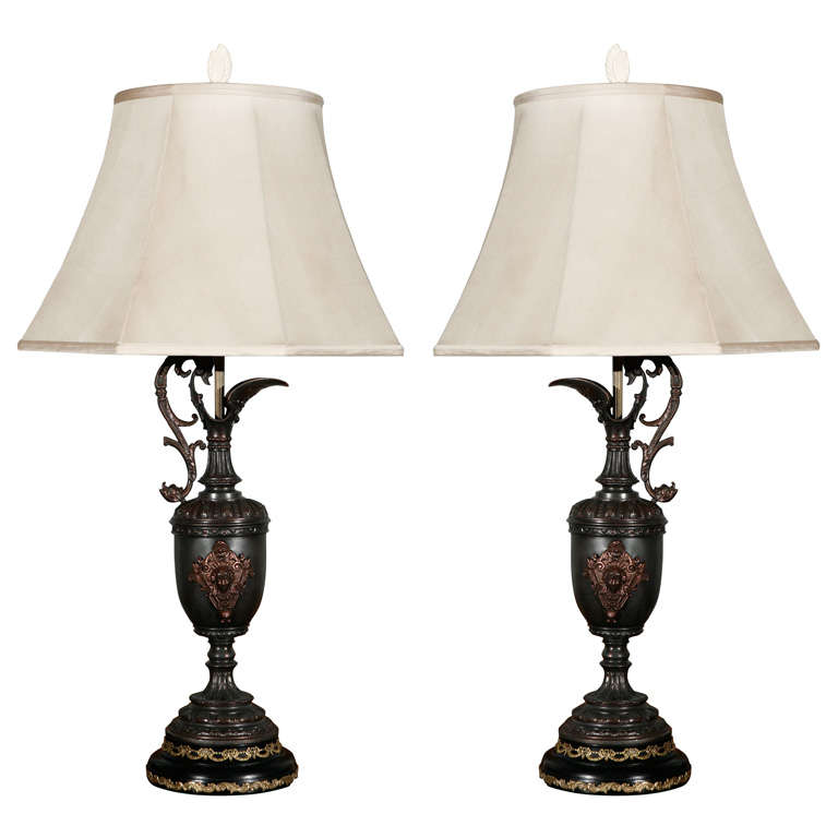 Pr Antique Ewers as Table Lamps For Sale