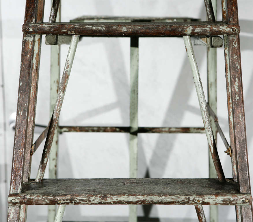 Industrial Vintage Painted Ladder as a Display Stand For Sale