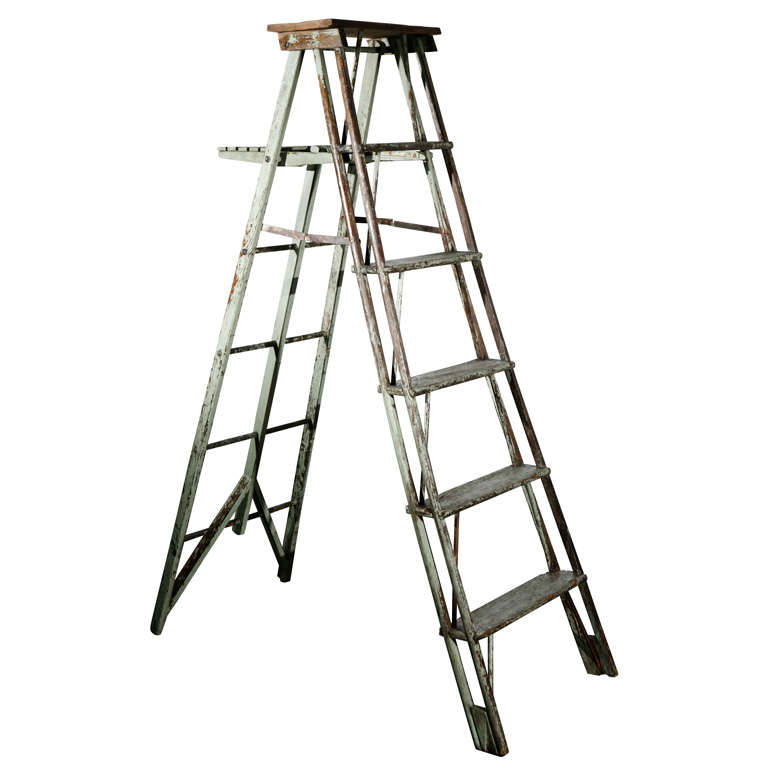 Vintage Painted Ladder as a Display Stand For Sale at 1stdibs