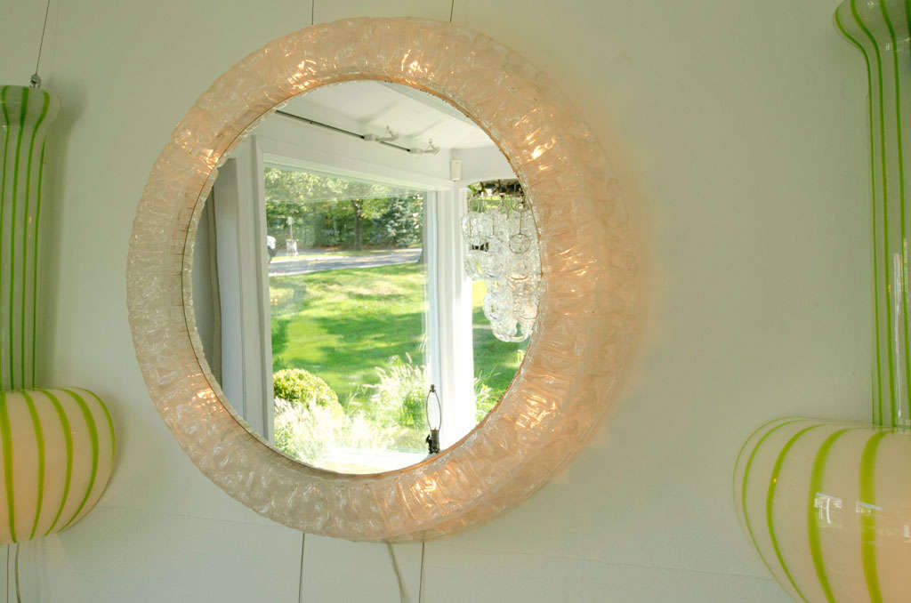 Sculptural Resin Lighted Textured Mirror