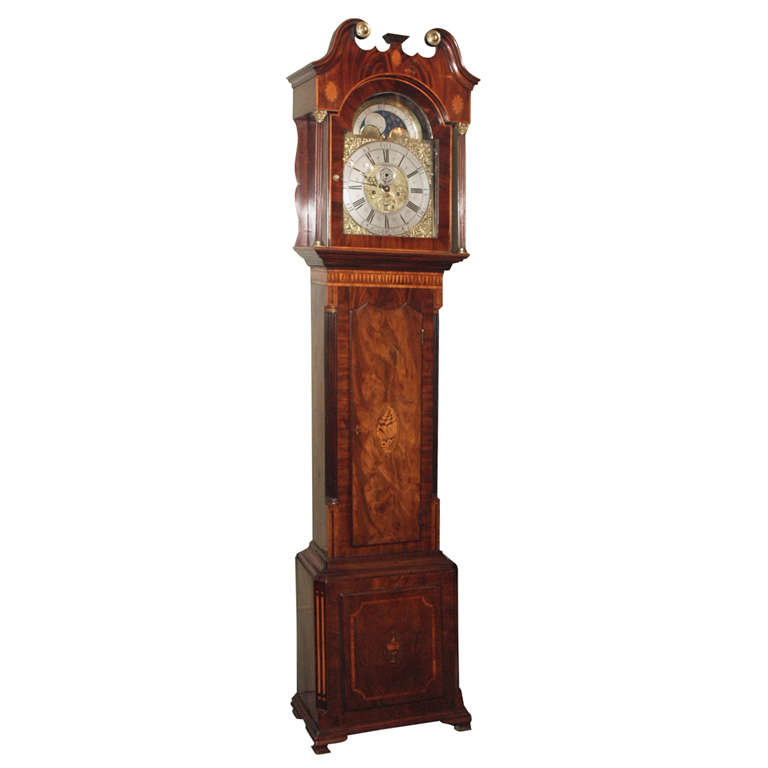 Antique English mahogany tall case clock. at 1stDibs