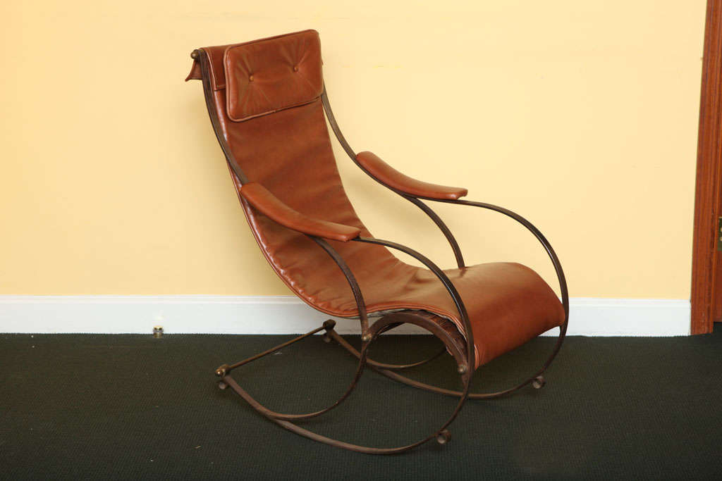 19 century steel rocking chair attributed to R.W Winfield, Birmingham, England