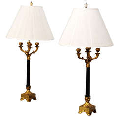 Antique Pair of Art Nouveau Candelabra Lamps