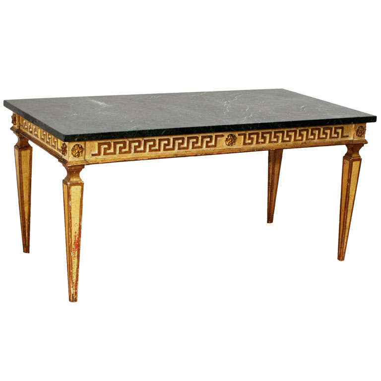Marble-Top Neoclassic Coffee Table For Sale