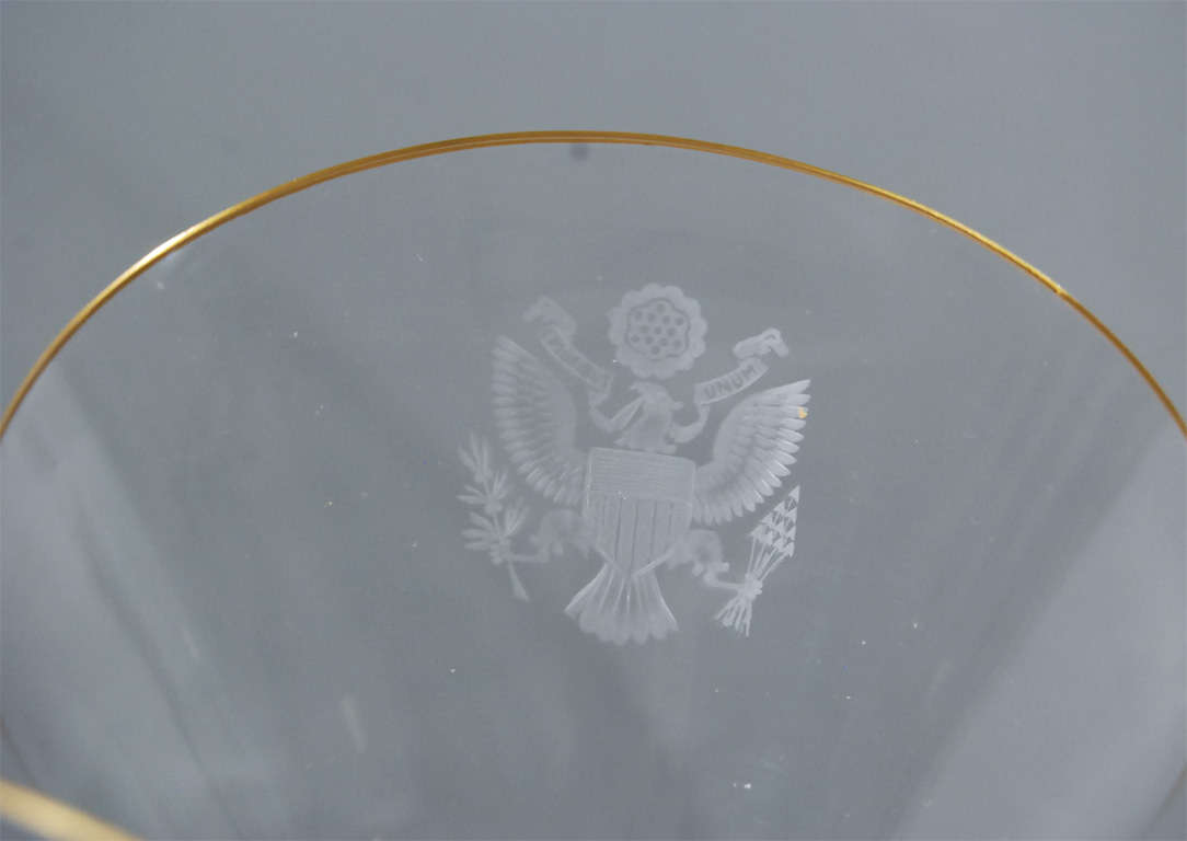 Crystal Presidential Engraved Crest Martini Goblets VSL
