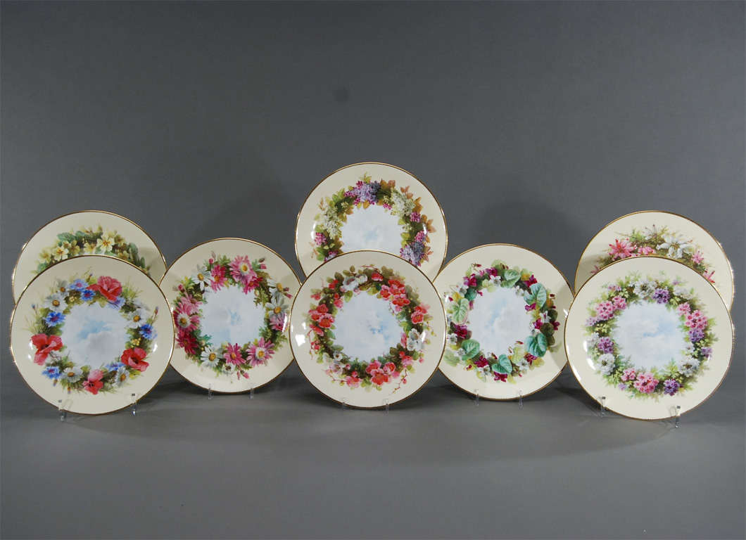 12 Minton Aesthetic Movement Hand Painted Cabinet Plates 4