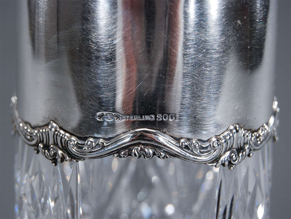 Signed Hawkes ABP Cut Crystal Pitcher/ Gorham Sterling Mount In Excellent Condition In Great Barrington, MA