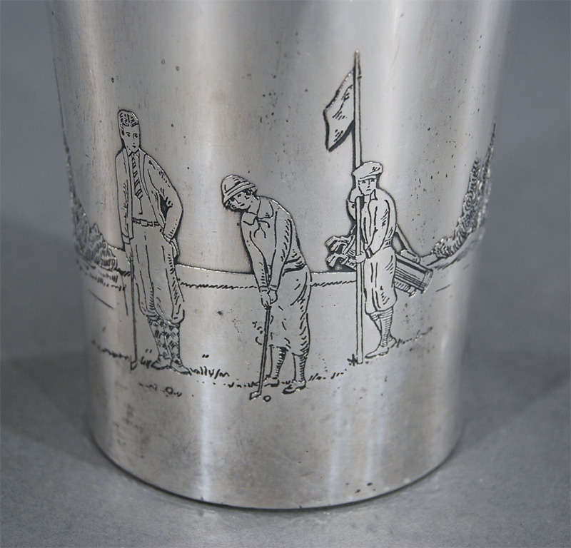 20th Century Meriden S. P. Art Deco Martini Shaker with Golfers