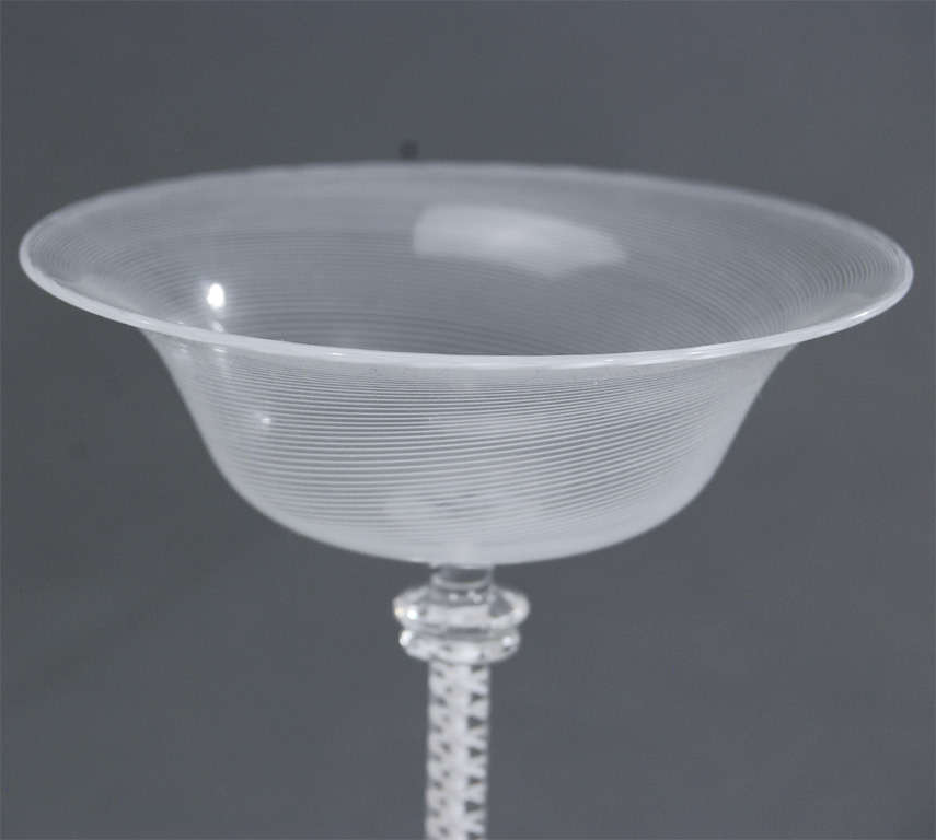 Set of 4 Cenedese Hand Blown White Swirl Venetian Toasting Goblets In Excellent Condition In Great Barrington, MA