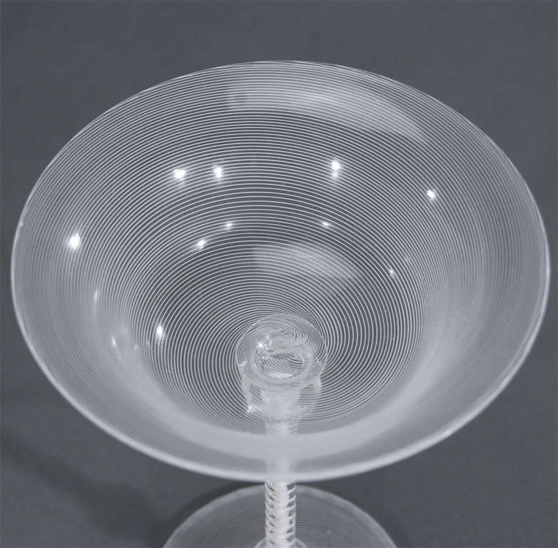 Set of 4 Cenedese Hand Blown White Swirl Venetian Toasting Goblets 3