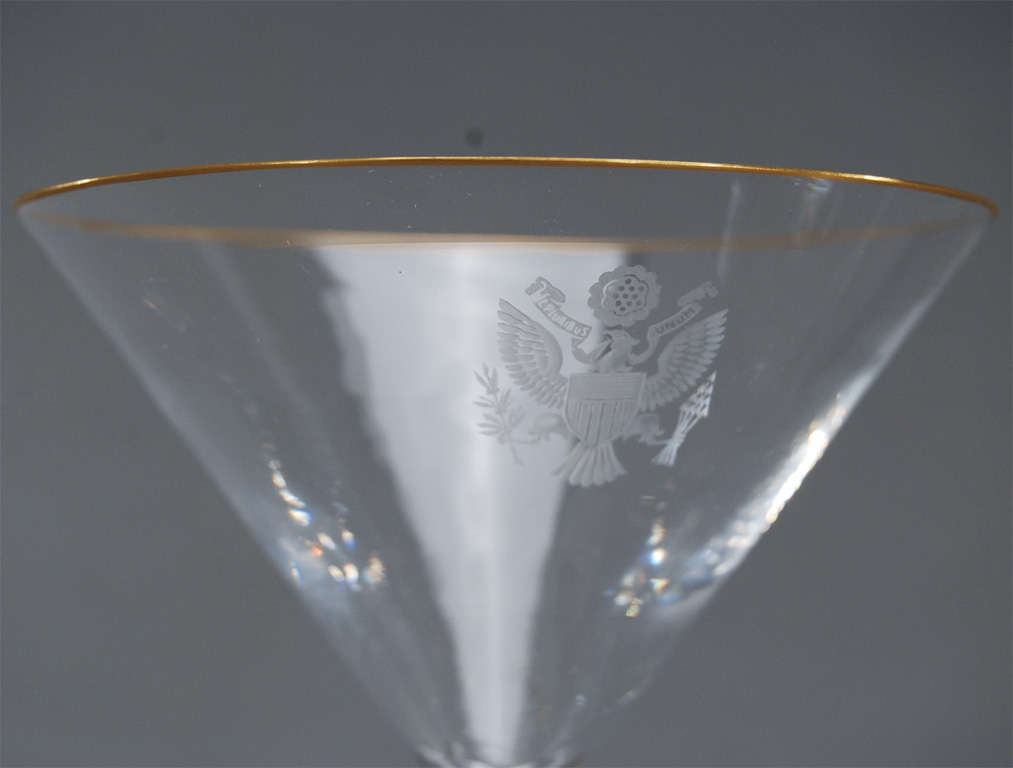Presidential Engraved Crest Martini Goblets VSL at 1stDibs