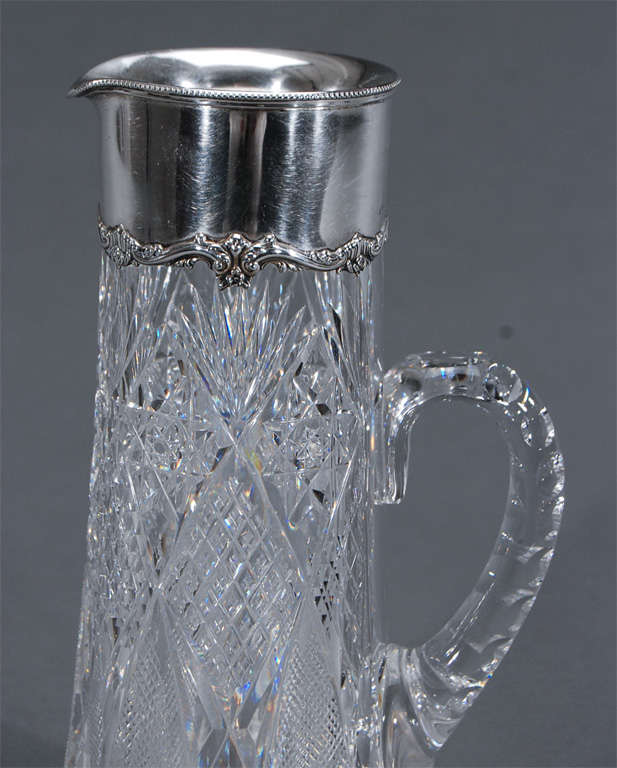 Signed Hawkes ABP Cut Crystal Pitcher/ Gorham Sterling Mount at 1stDibs