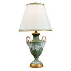Green and White Porcelain Lamp