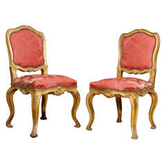 Pair of carved Venetian Giltwood side chairs