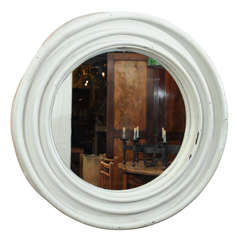 Antique Round painted Zinc Architectural Element with mirror