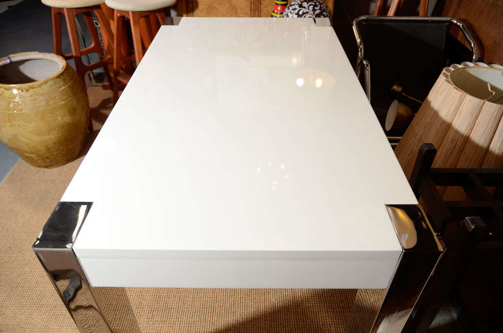 White Lacquer & Chrome Desk by Thomas O'Brien for Hickory Chair 5
