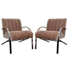 Vintage Mid-Century Deco Chrome Armchairs after Paul Tuttle