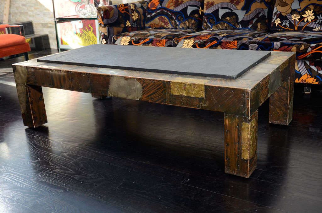 Paul Evan's tri metal coffee table with slate top