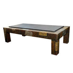 Paul Evan's tri metal coffee table with slate top
