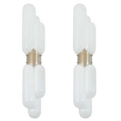pair of Mazzega "capsule" wall sconces more available